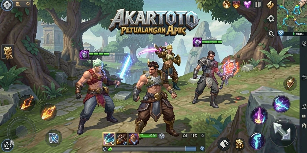 Screenshot gameplay AKARTOTO menampilkan pertarungan seru dan grafis menakjubkan.