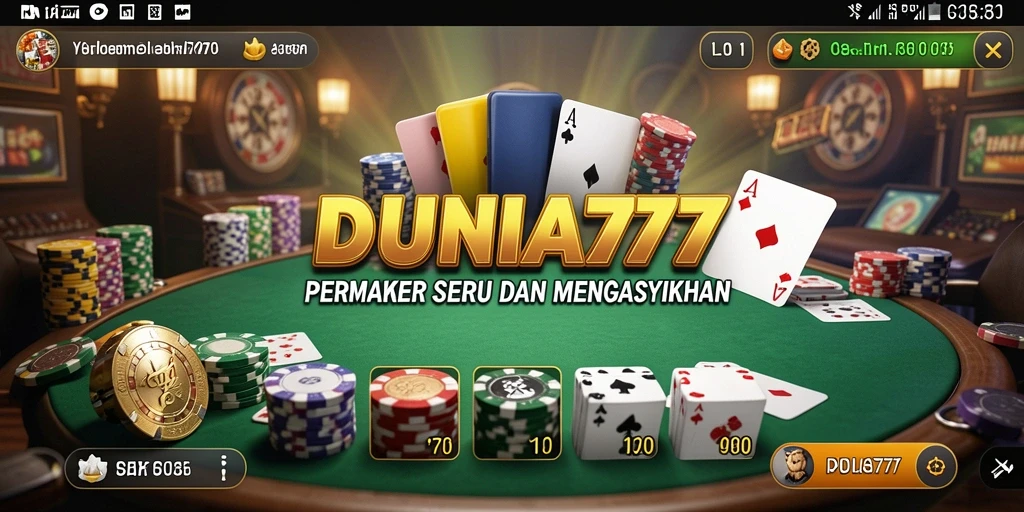 Screenshot DUNIA777 menampilkan gameplay Poker yang mendebarkan.