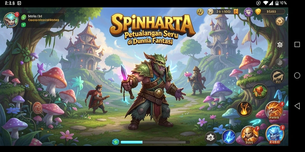 Tampilan gameplay yang mendebarkan dalam dunia petualangan SPINHARTA.