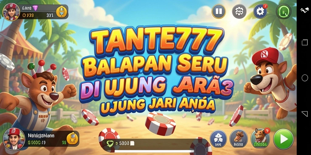 Tampilan gameplay TANTE777 menampakkan balapan seru dan kendaraan yang memukau.