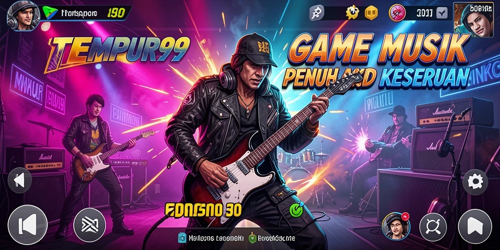 Tampilan gameplay TEMPUR99 yang penuh warna dan dinamis.