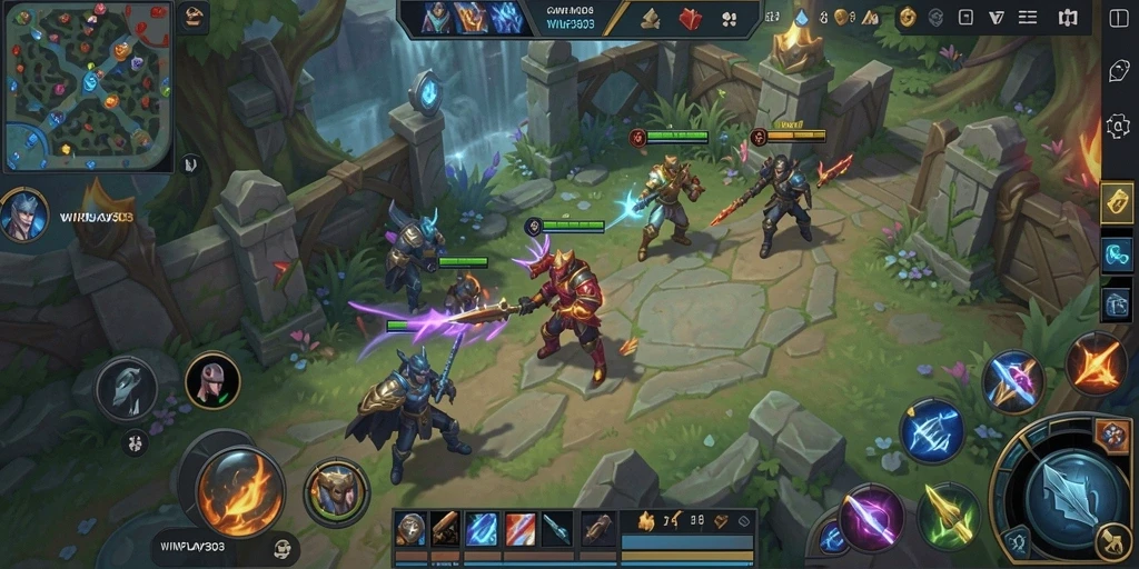 Tampilan gameplay menarik dalam game MOBA seru.