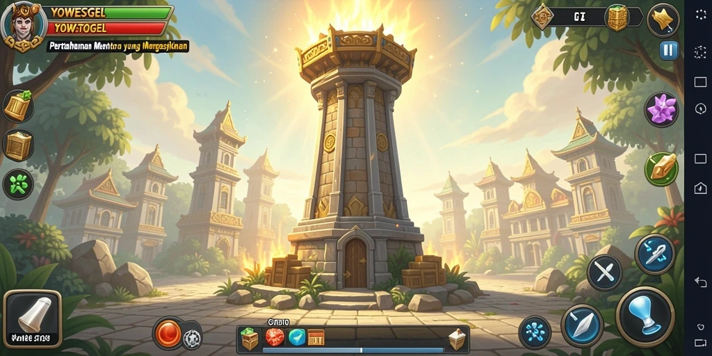 Tampilan gameplay menegangkan dalam YOWESTOGEL Tower Defense.
